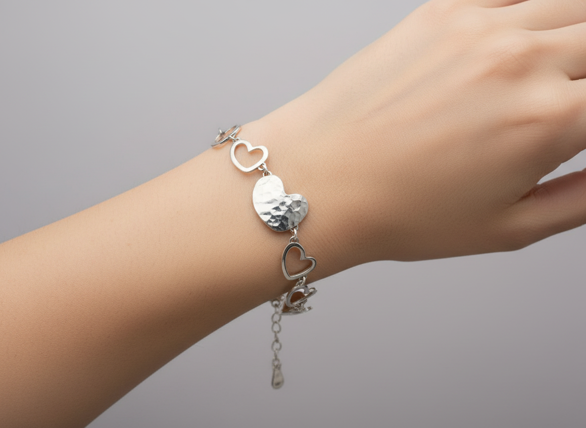 Silver Heart Bracelet - BT1915 Annabel