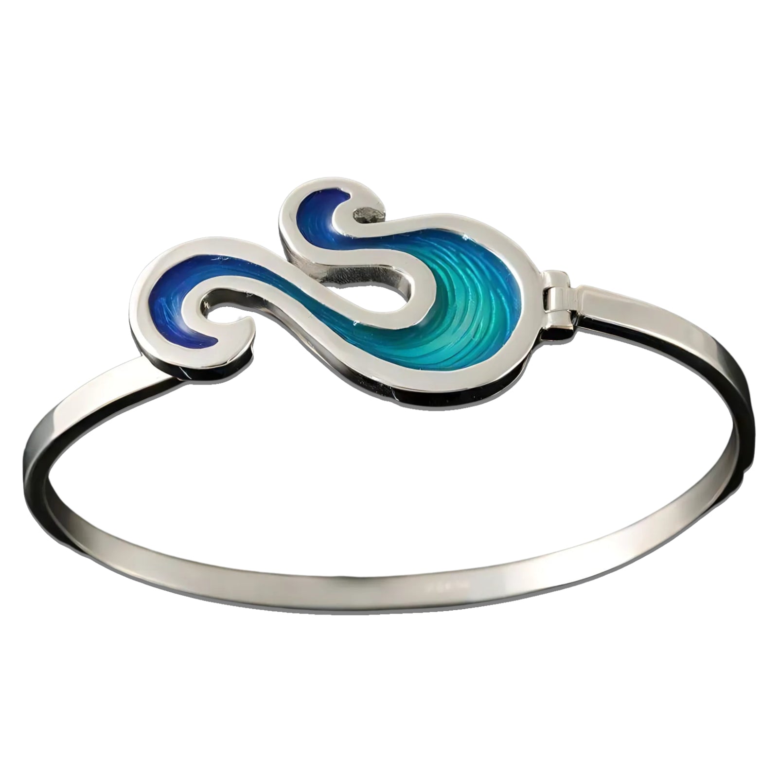 Sterling Silver Seascape Wave Bangle - SSBA04