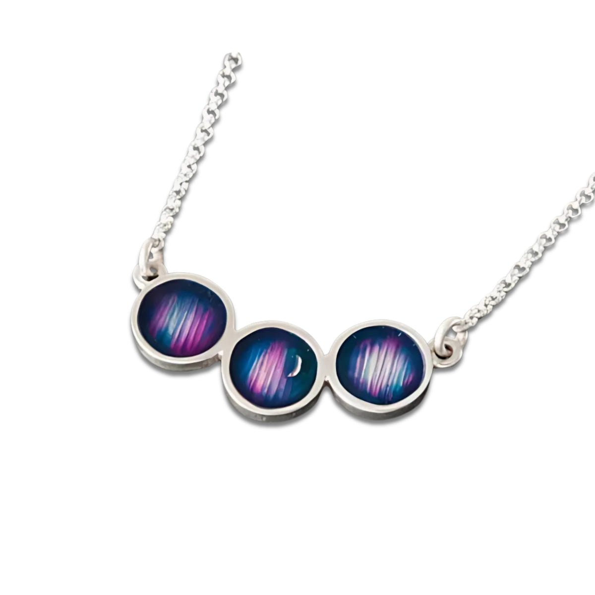 Mirrie Dancers Round Necklet Silver/9ct Yellow Gold - MDP200 Shetland