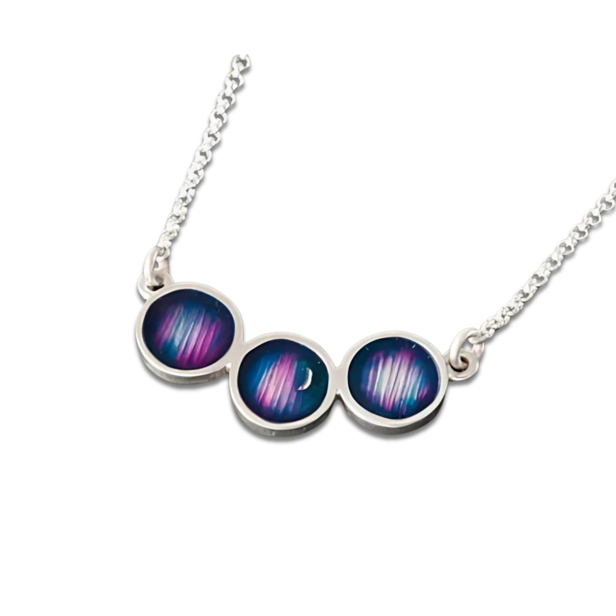 Mirrie Dancers Round Necklet Silver/9ct Yellow Gold - MDP200 Shetland