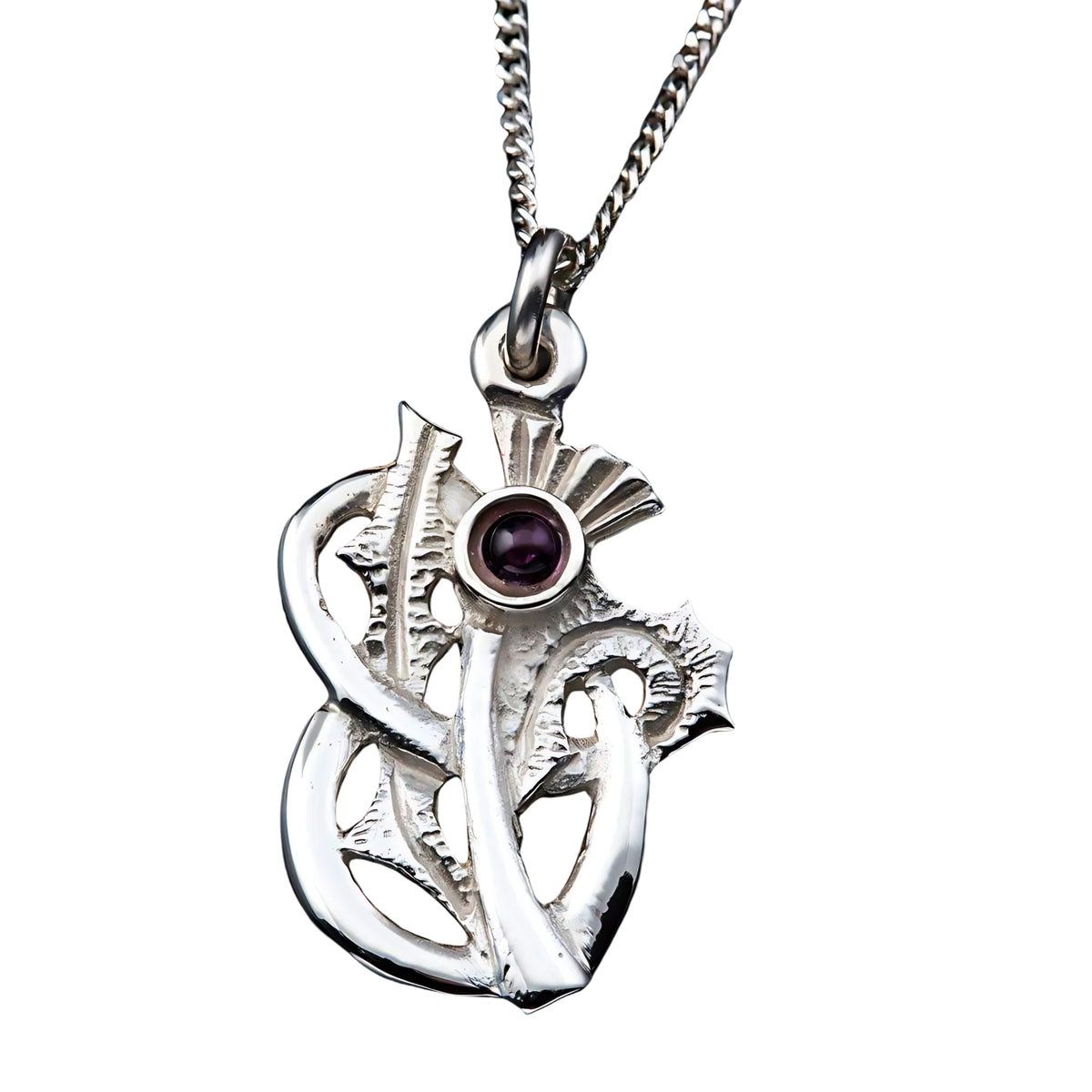 Silver Or Gold Scottish Thistle Amethyst Pendant - P325- Shetland