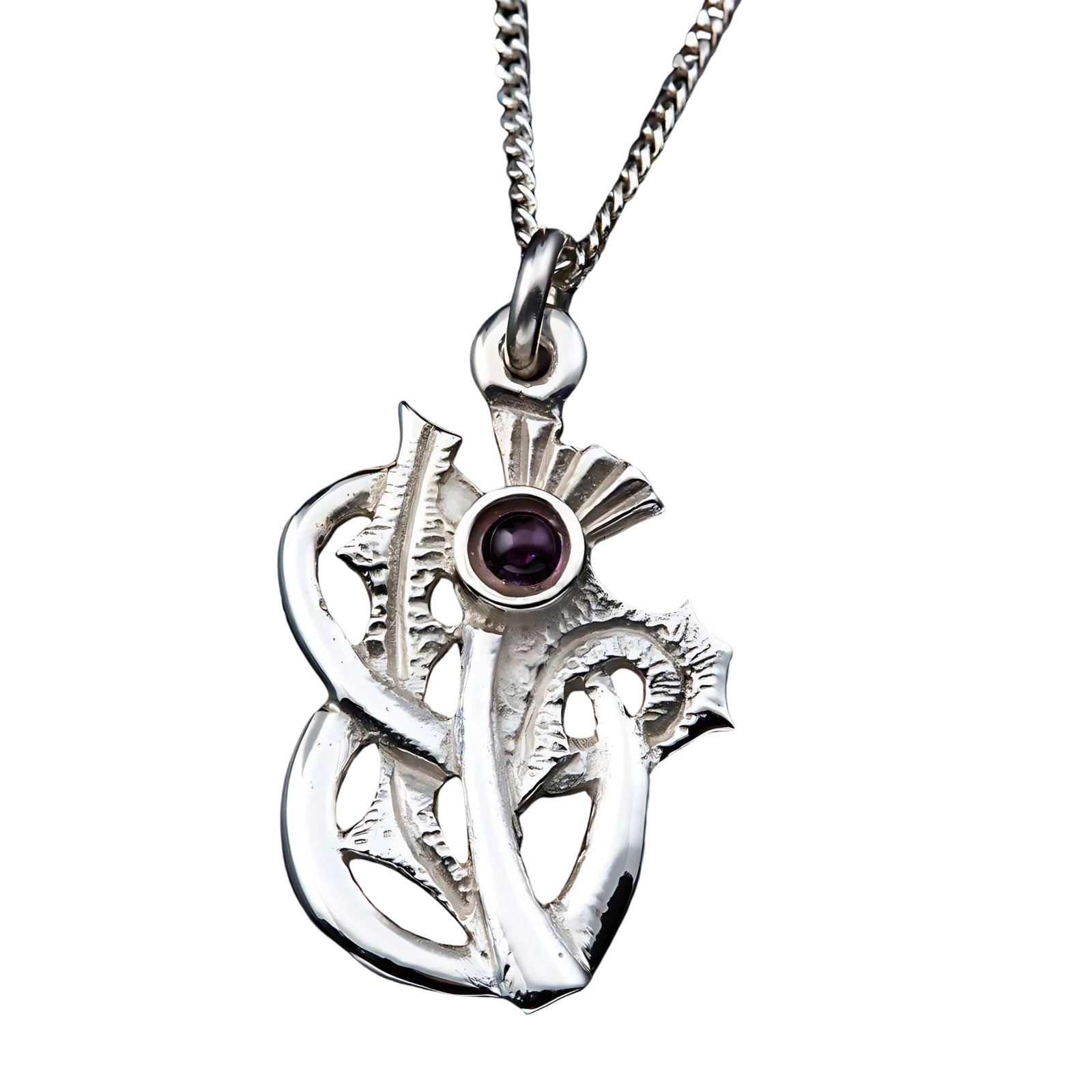 Silver Or Gold Scottish Thistle Amethyst Pendant - P325- Shetland