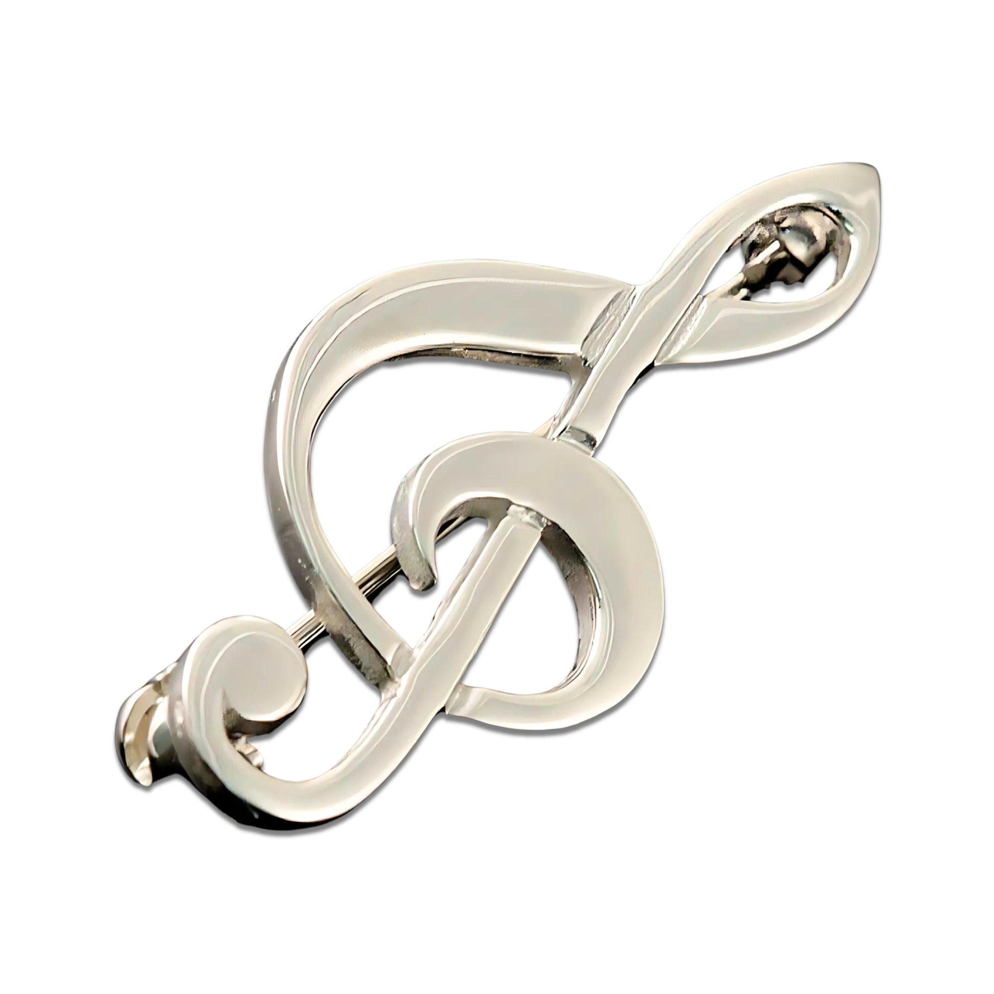 Sterling Silver Or Gold Treble Clef Musical Note Brooch - B59-s
