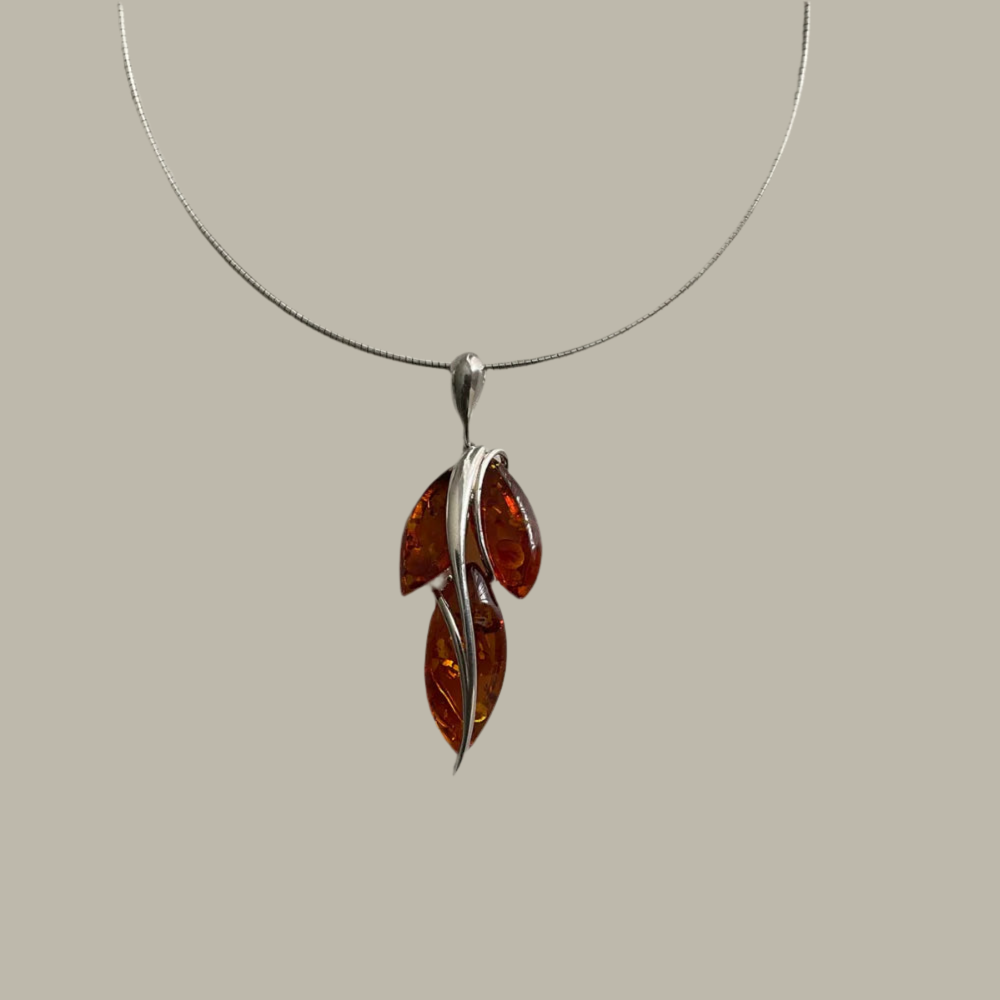 Designer Sterling Silver and Amber Pendant N2