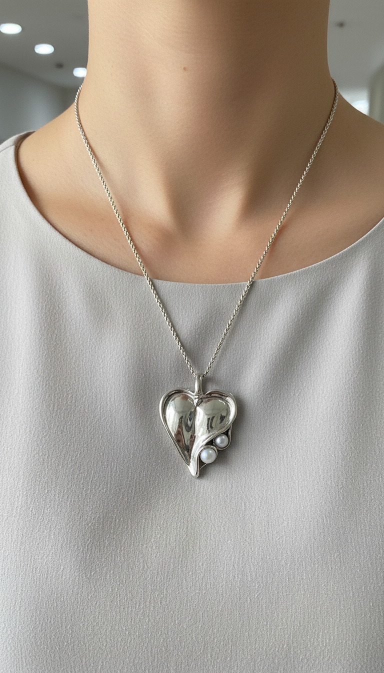 Sterling Silver &amp; Pearl Pendant -H352