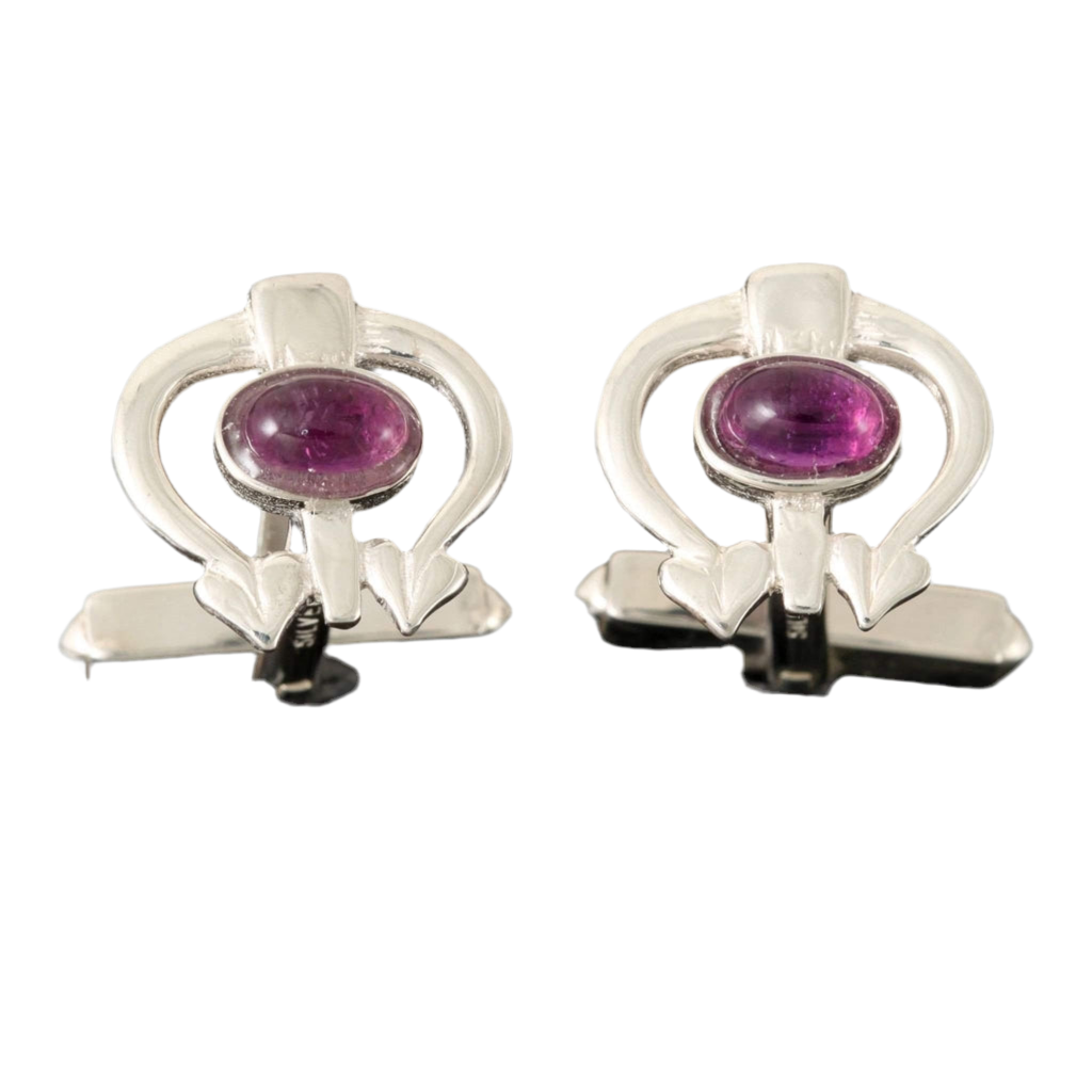 Shetland Sterling Silver Or Gold Glasgow Girls Amethyst Cufflinks - GC170-s-a-Ogham Jewellery