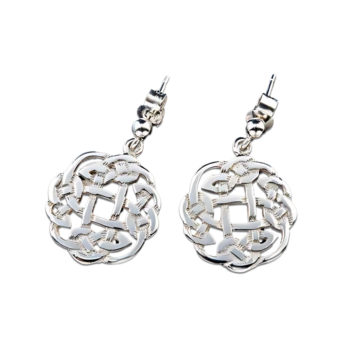 Sterling Silver Celtic Earrings - E438D Shetland