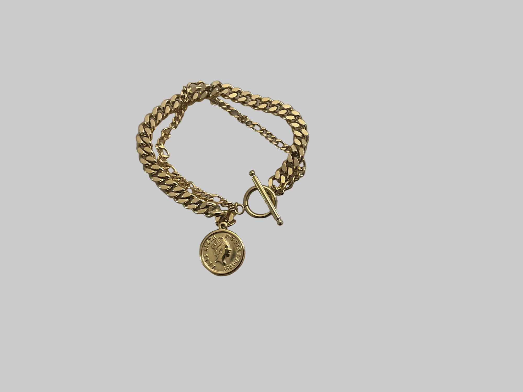 18 Carat Gold Plated Stainless Steel  double Bracelet -