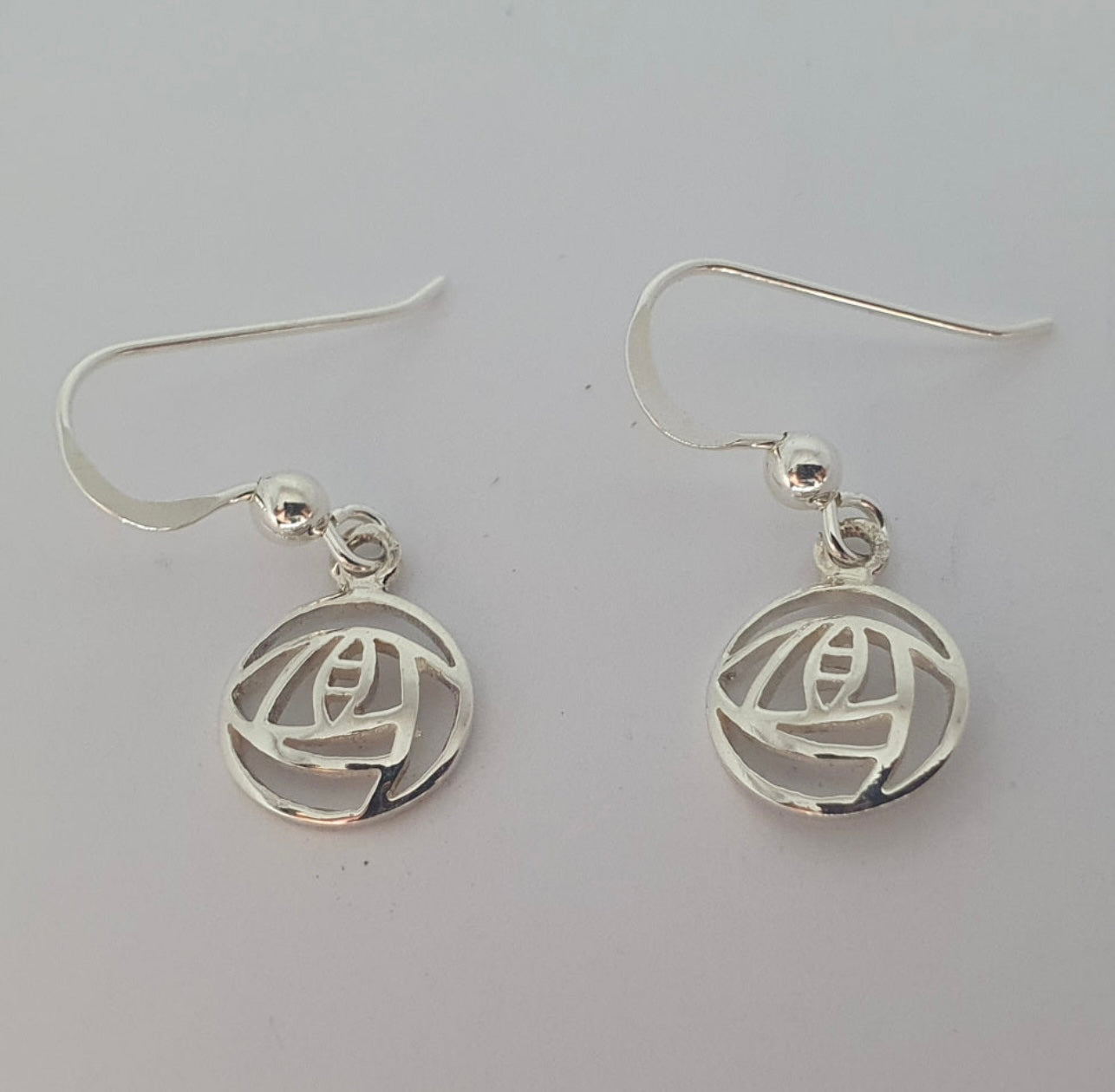 Sea Gems Sterling Silver Mackintosh Rose Earrings  - 6055