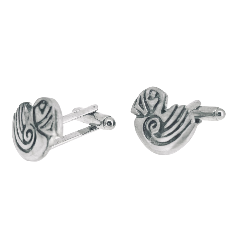 Oxidised Puffin Design Pewter Cufflinks PC33B Pewtermill