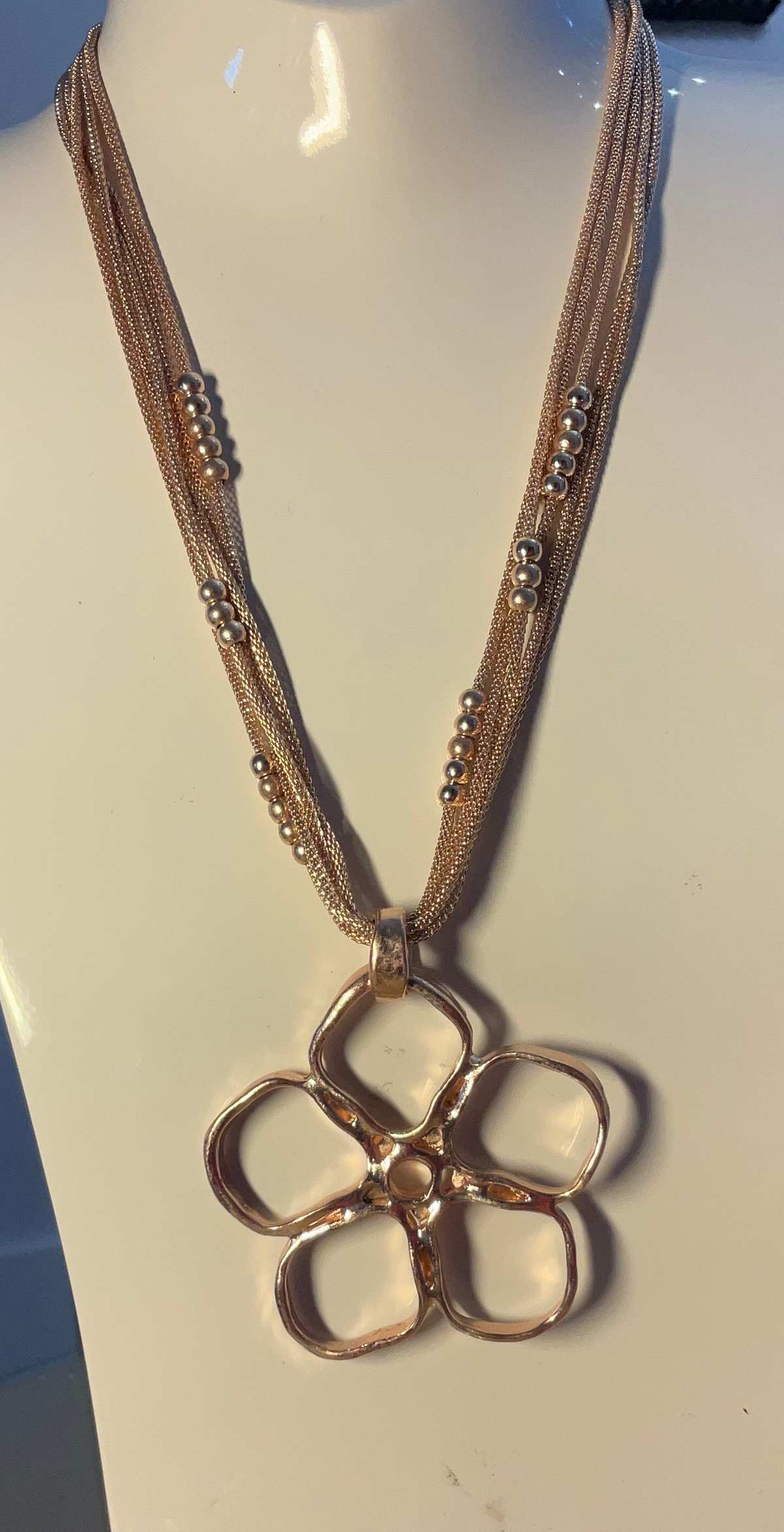 Fashion Jewellery Copper Coloured Flower Necklace