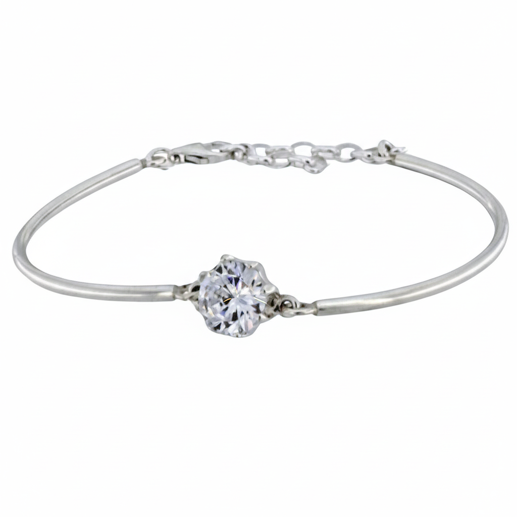 Contemporary Cubic Zirconium Sterling Silver Bangle - B201236Tokash.
