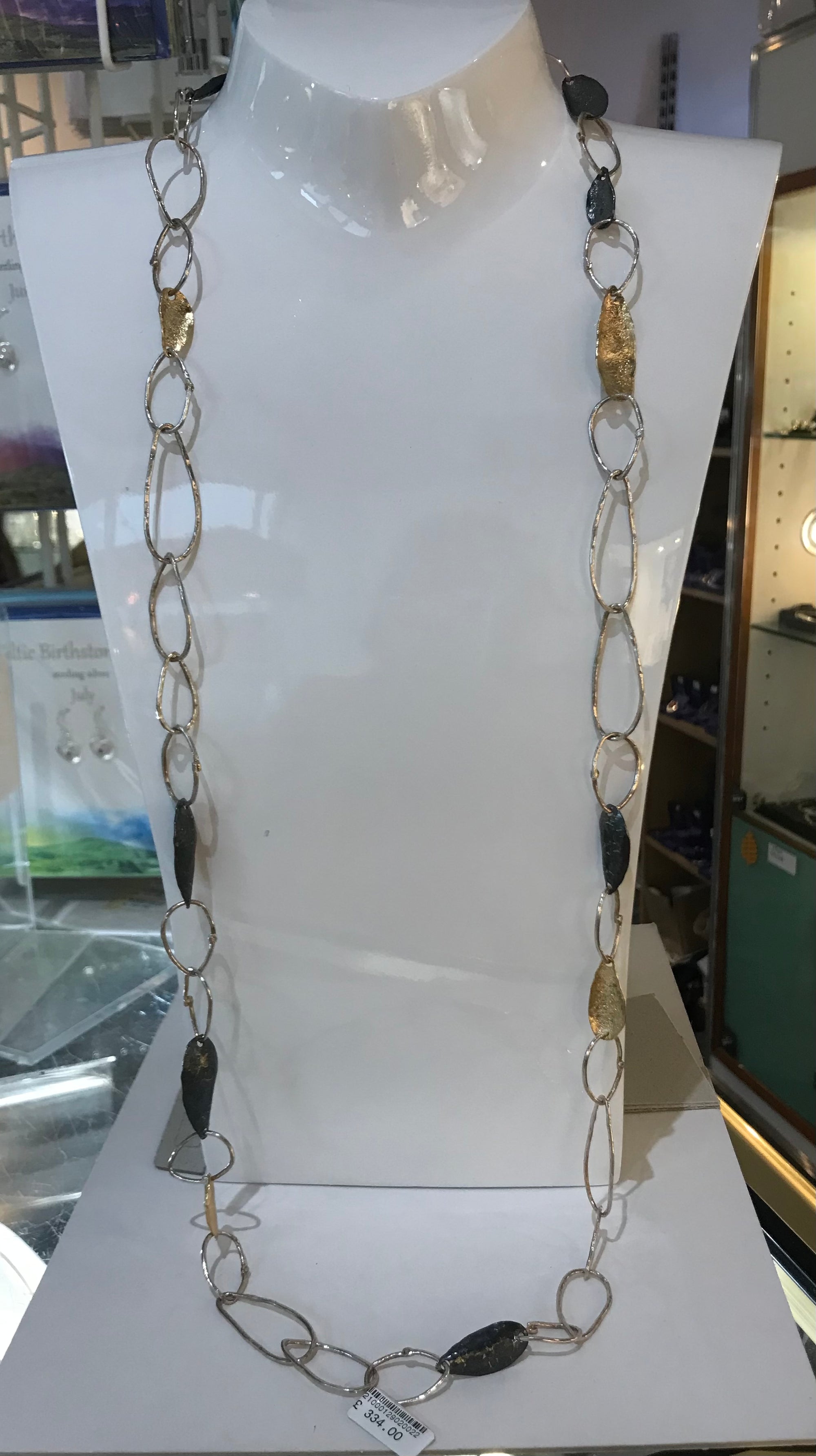 Long Multi colour silver necklace 18148