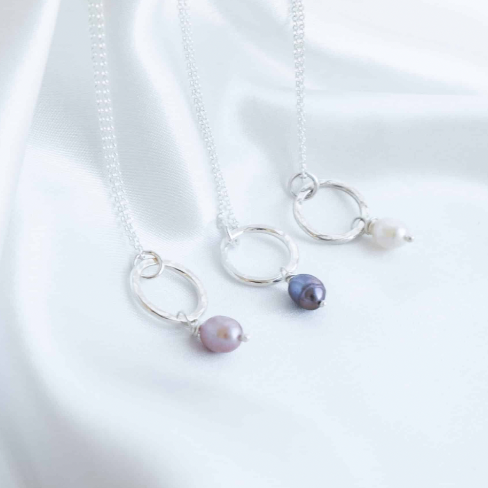 Freshwater Pearl Circle Drop Pendant.