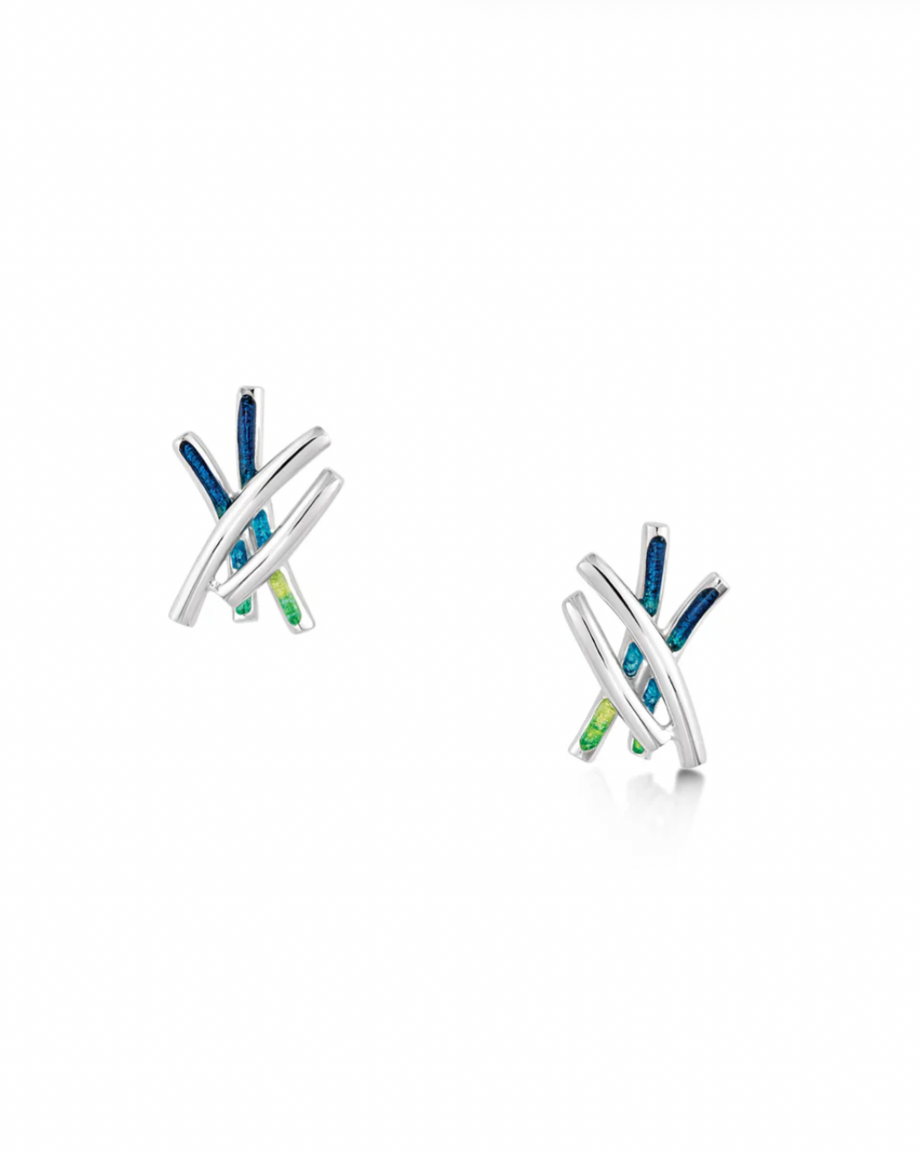 Silver and Enamel Grasses Stud Earrings - EE0186 Sheila Fleet