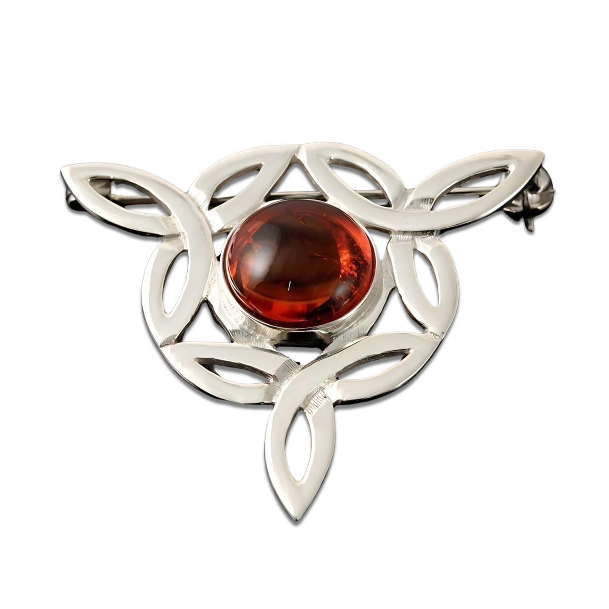 Silver or Gold Celtic Amber Flower Brooch - AB185 Shetland
