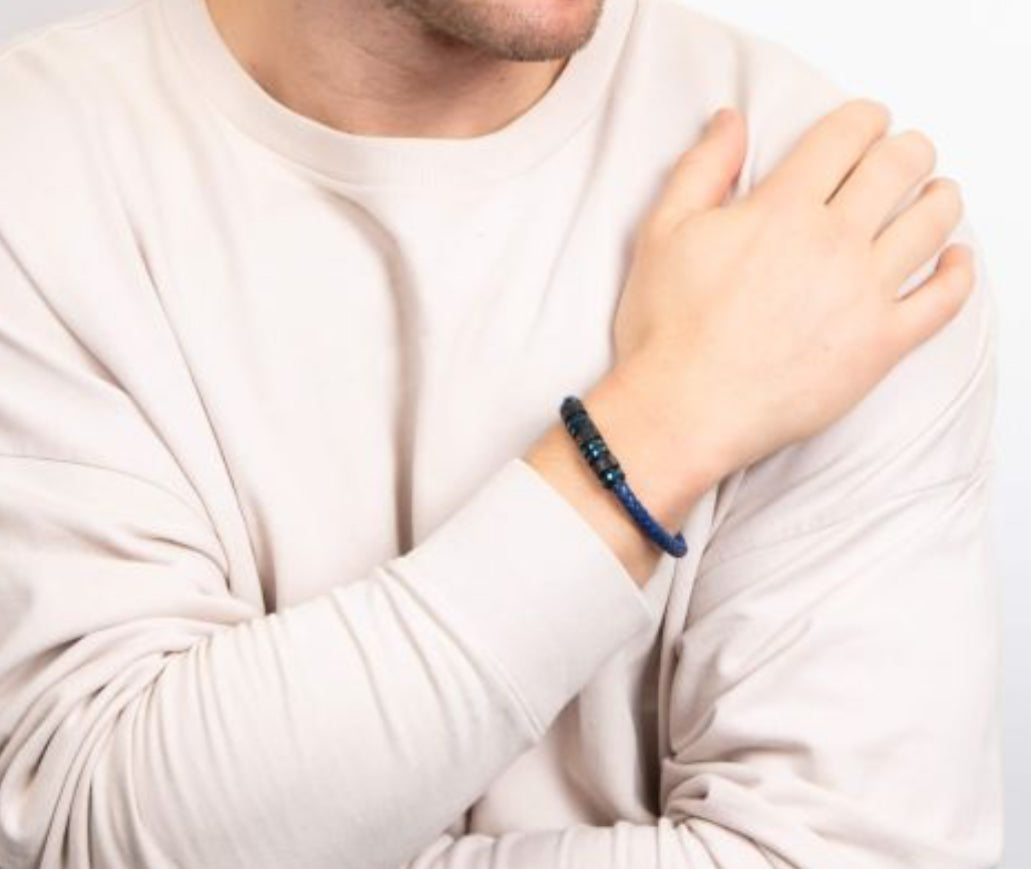 Fred Bennett Blue Leather Mens Bracelet - B5575