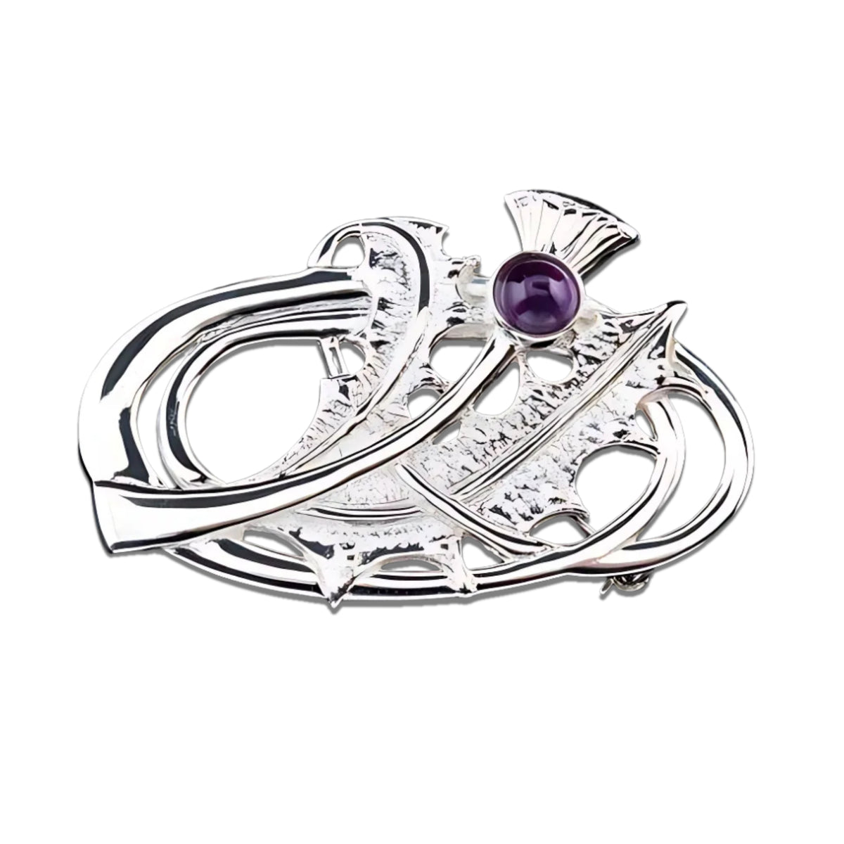 Silver or Gold Amethyst Thistle Brooch - B324 Shetland