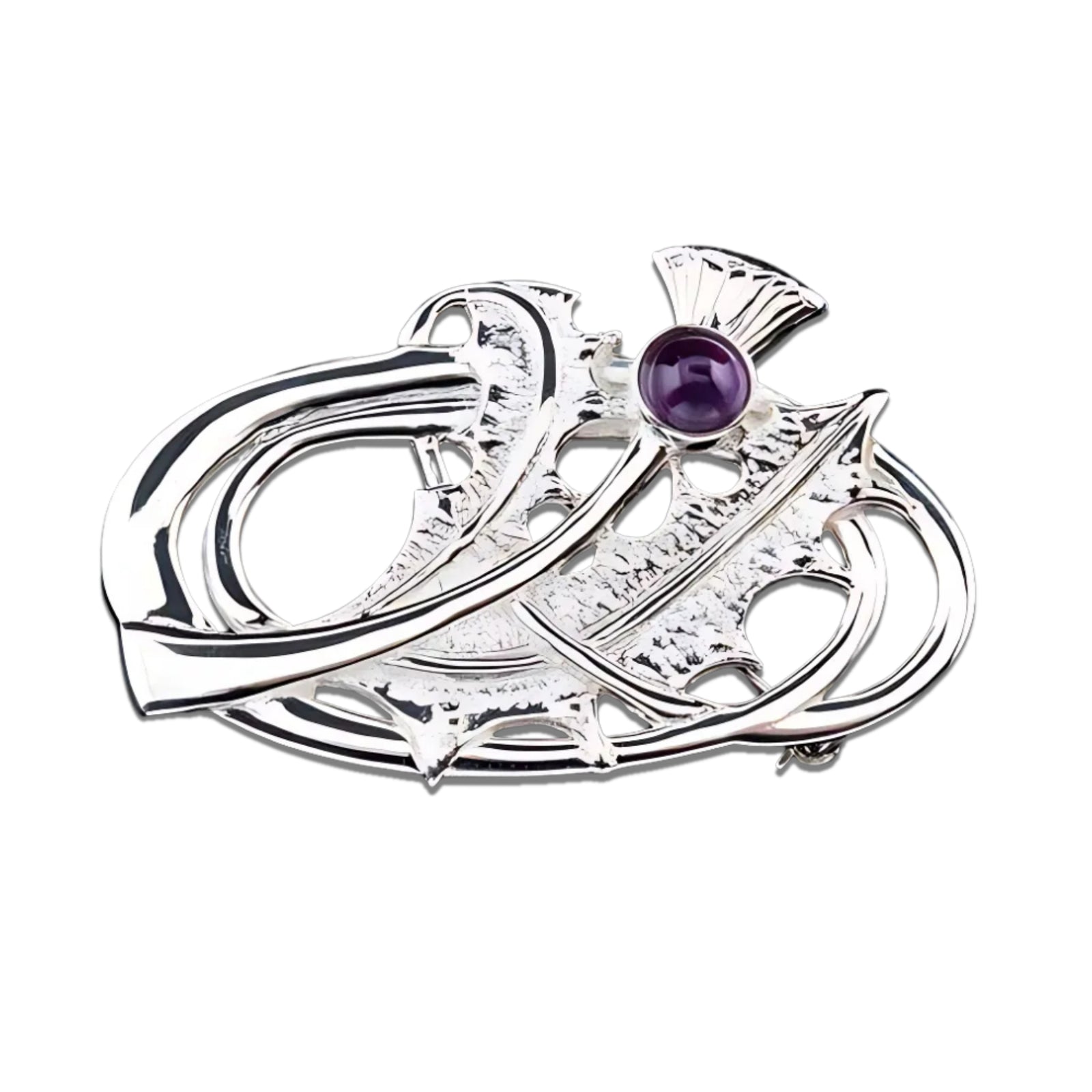 Silver or Gold Amethyst Thistle Brooch - B324 Shetland