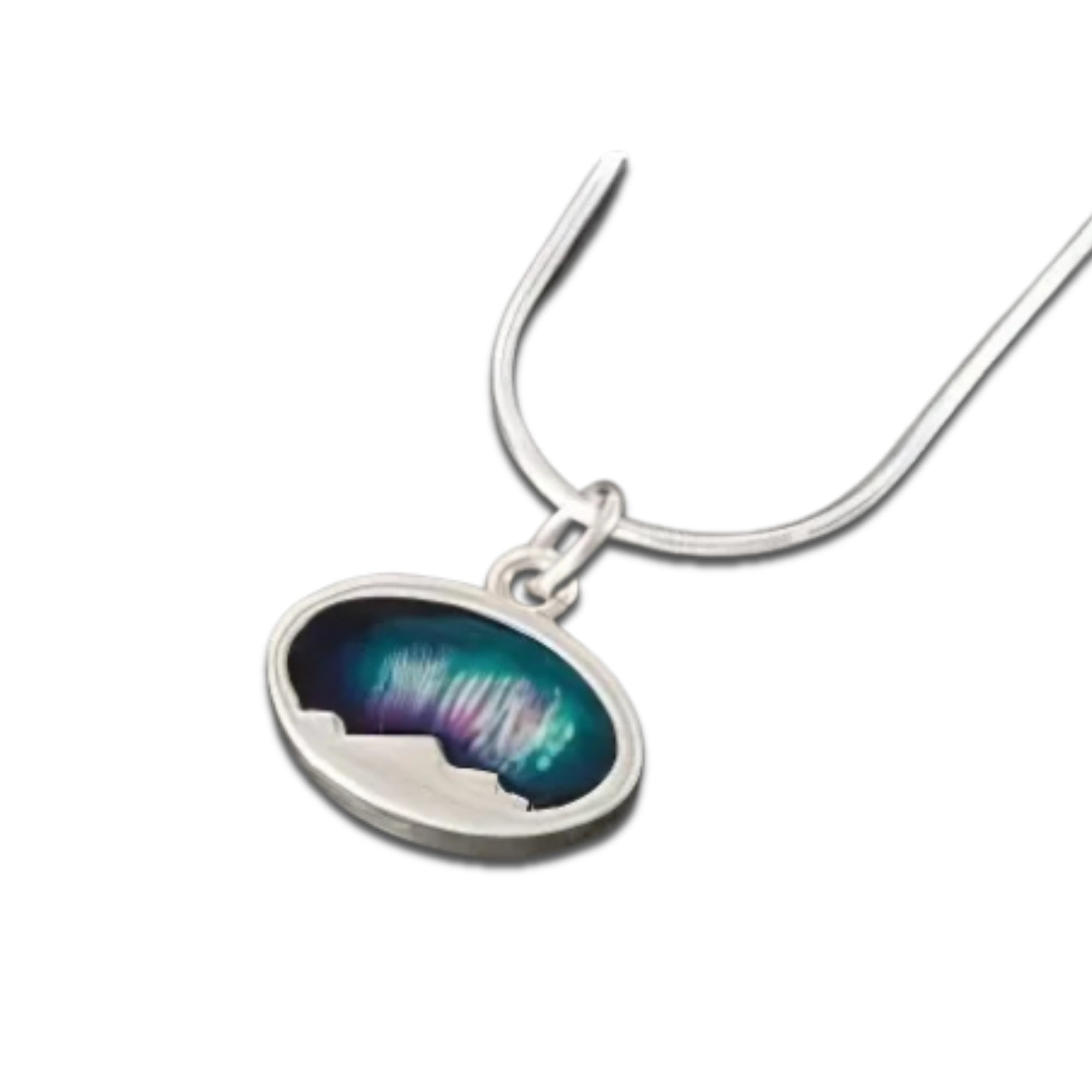 Foula Small Oval Silver Pendant with Enamel - FP501 Shetland