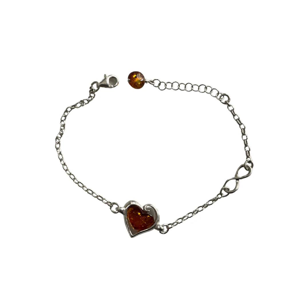 Designer 925 Sterling Silver and Amber Chain Bracelet BR6