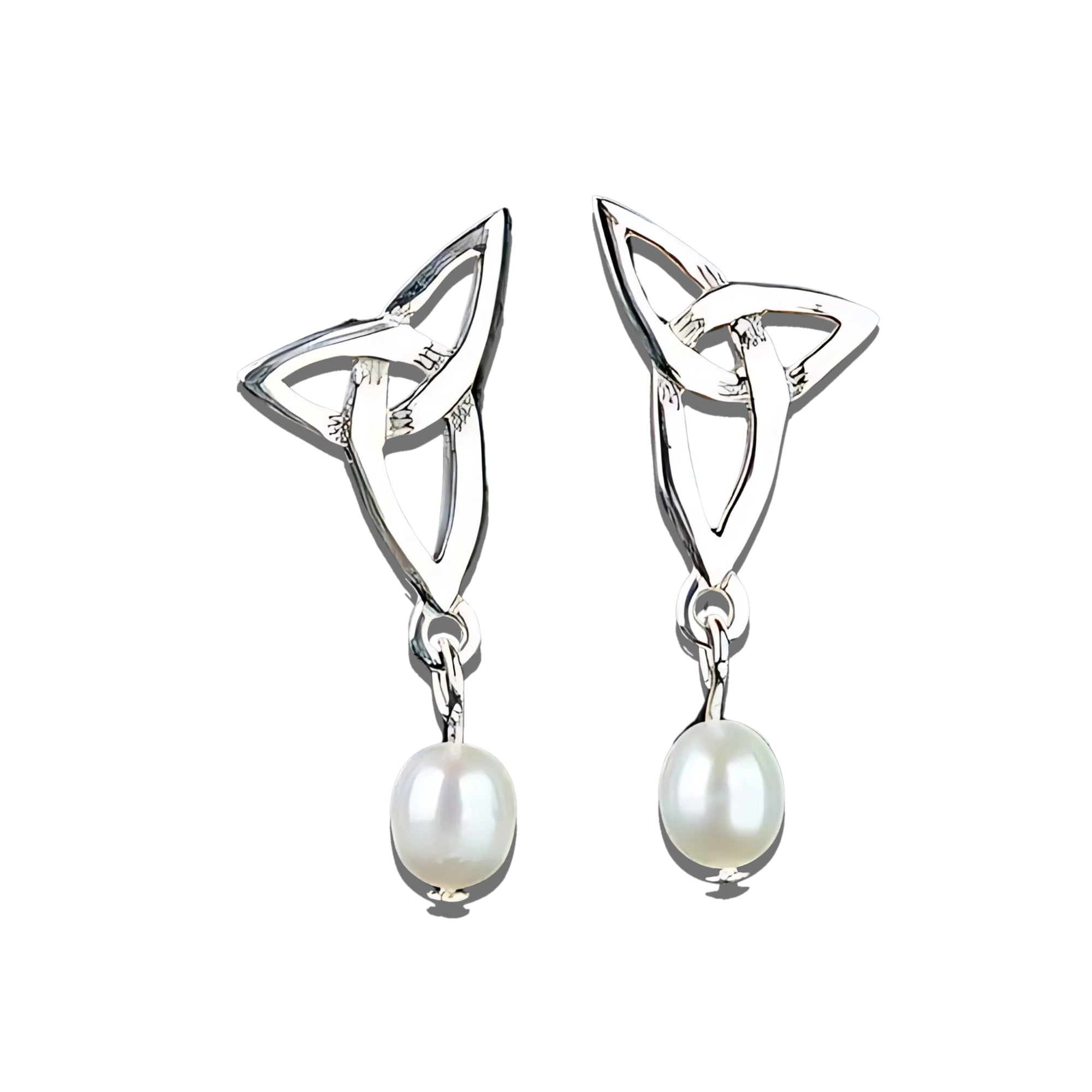 Sterling Silver & Pearl Celtic Earrings  - HE102