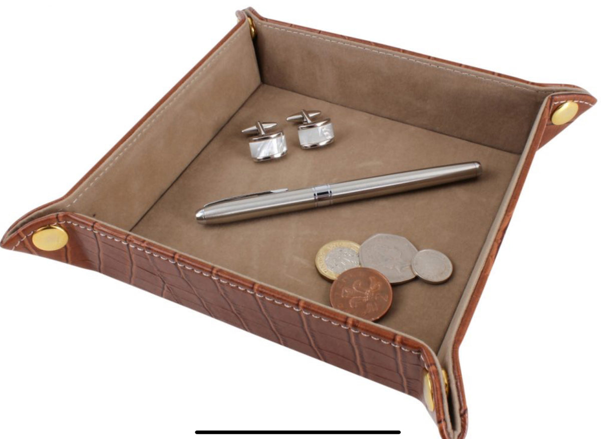 Accessory Valet Tray – Brown Crock Leatherette