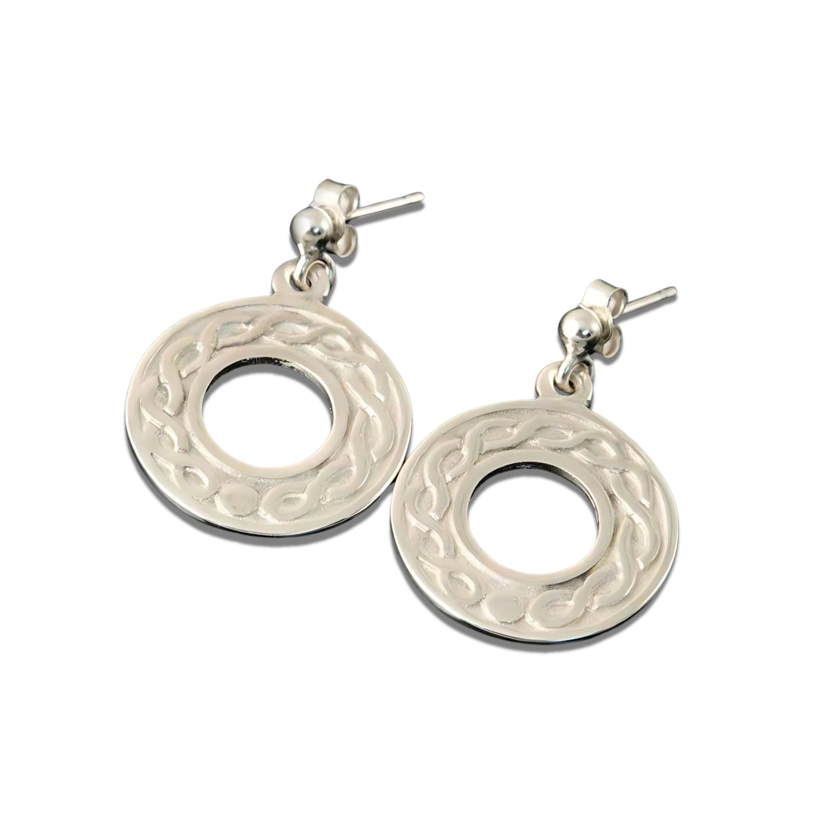 Silver Or Gold Full Circle Celtic Knotwork Earrings - E603- Shetland