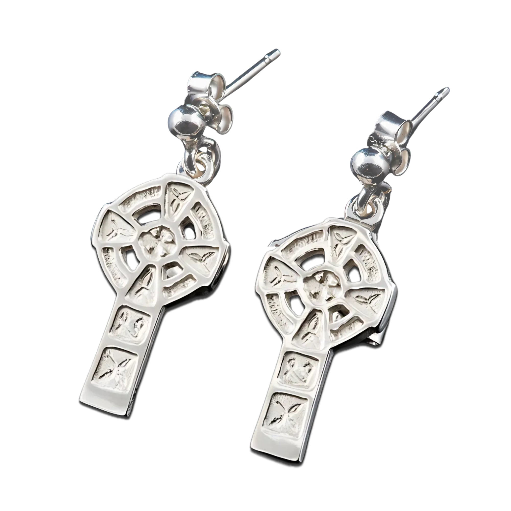 Sterling Silver Or Gold Traditional Celtic Cross Earrings - E28D-S