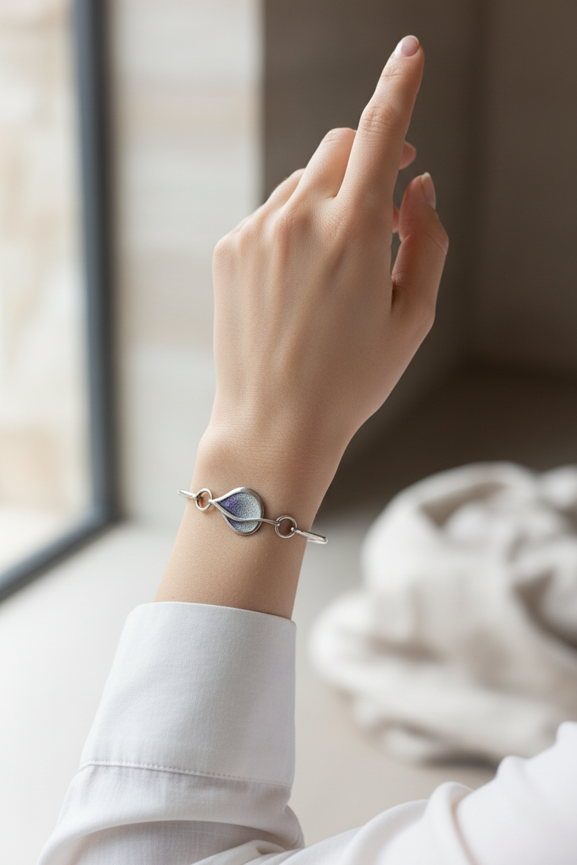 Leah Silver And Enamel Bangle EBG8 Ortak