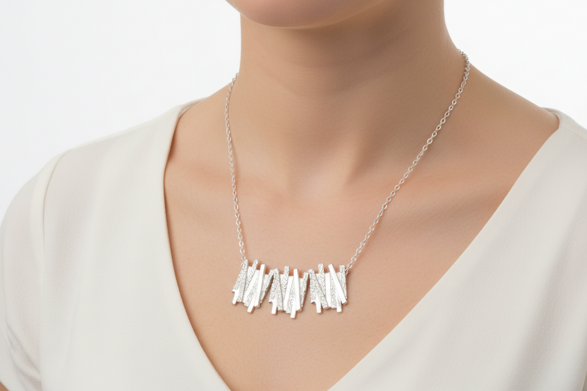 Chris Lewis Sterling Silver Contemporary Tartan  SmallNecklace