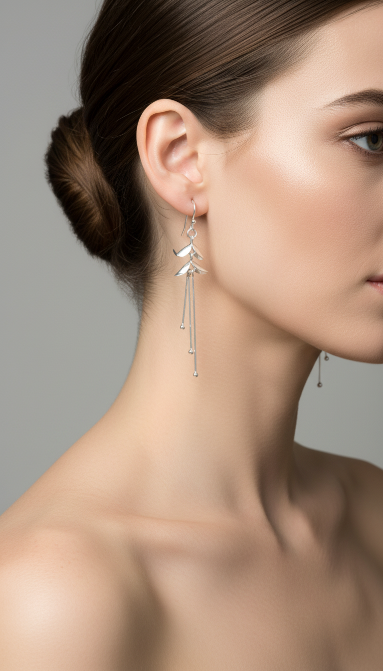 Organic flower drop earrings E10S Annabel