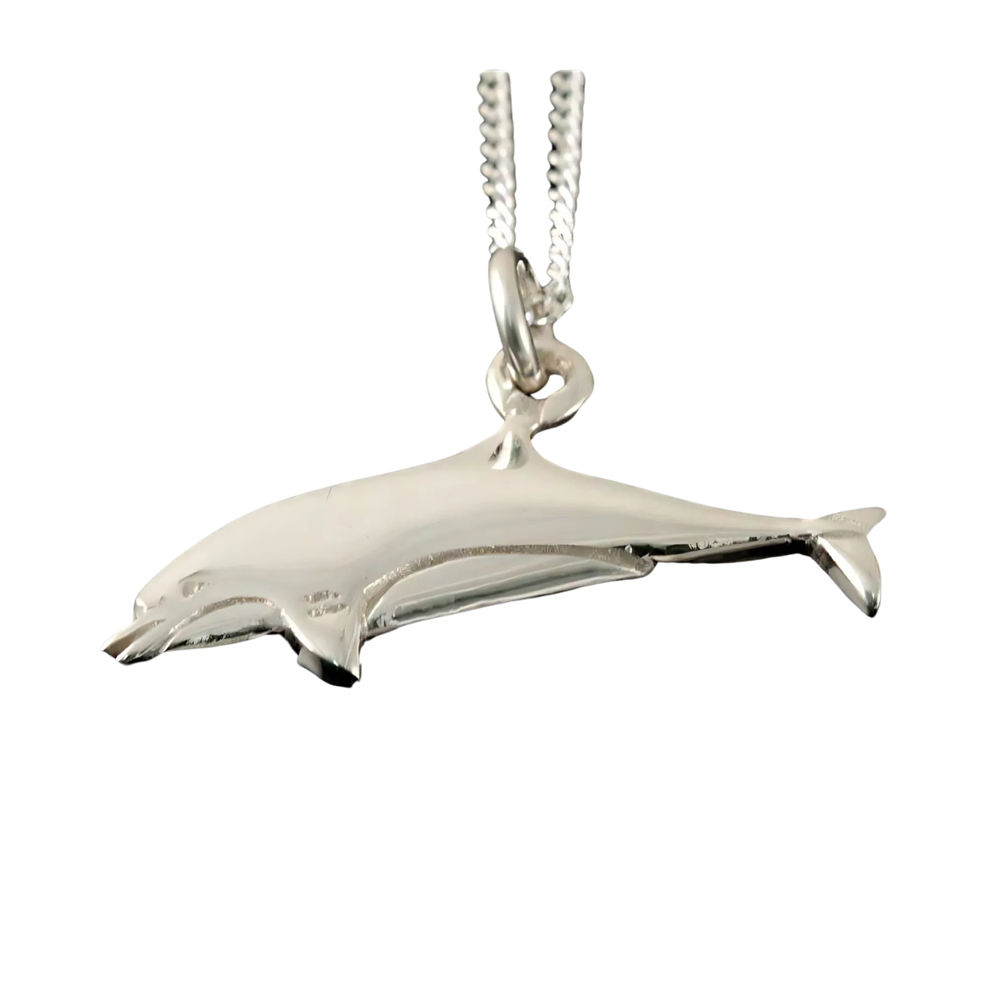 Sterling Silver Or Gold Dolphin Pendant P246- Shetland