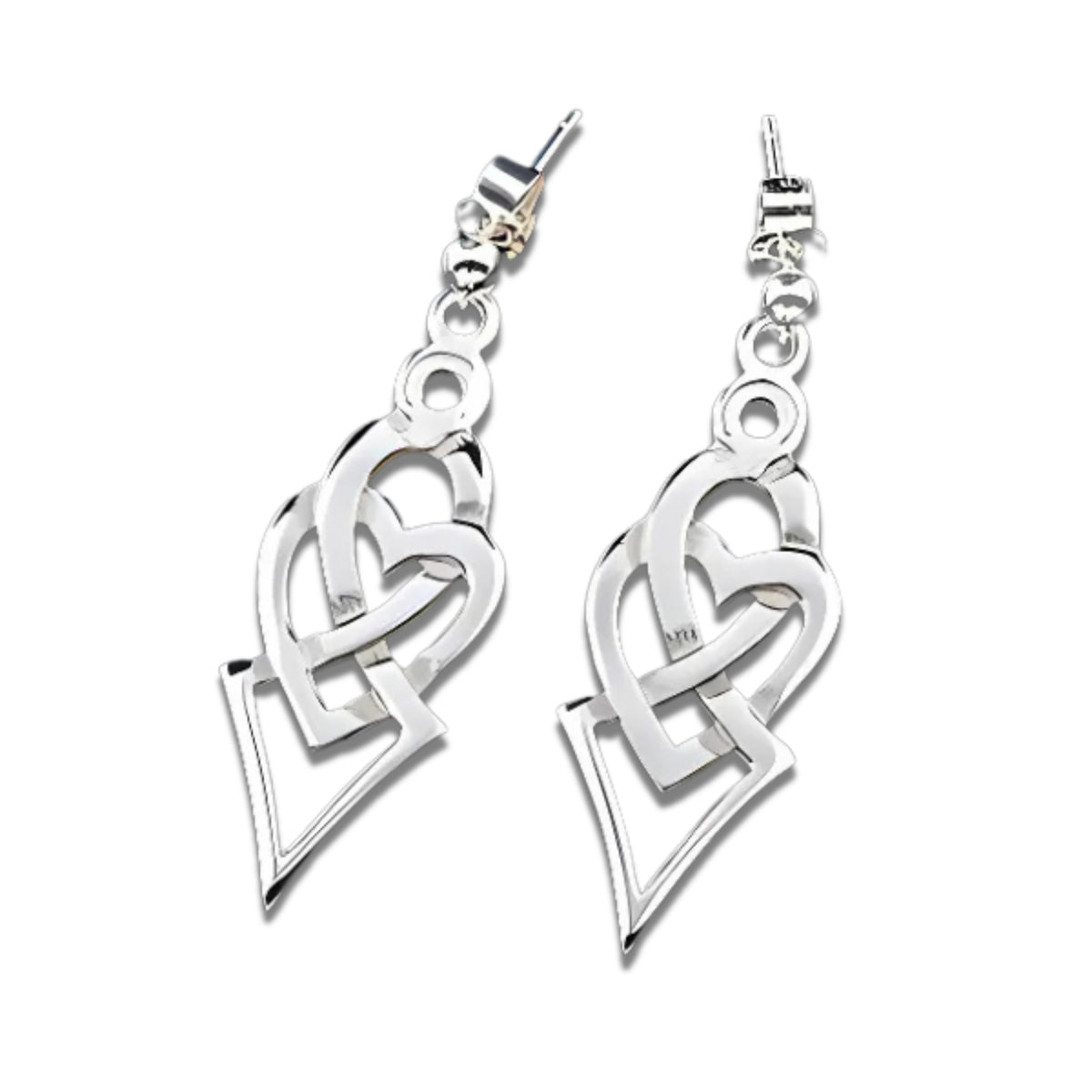Silver Or Gold Celtic Heart Drop Earrings - E720- Shetland