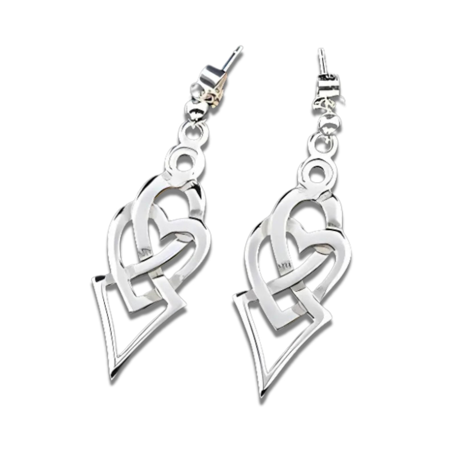 Silver Or Gold Celtic Heart Drop Earrings - E720- Shetland