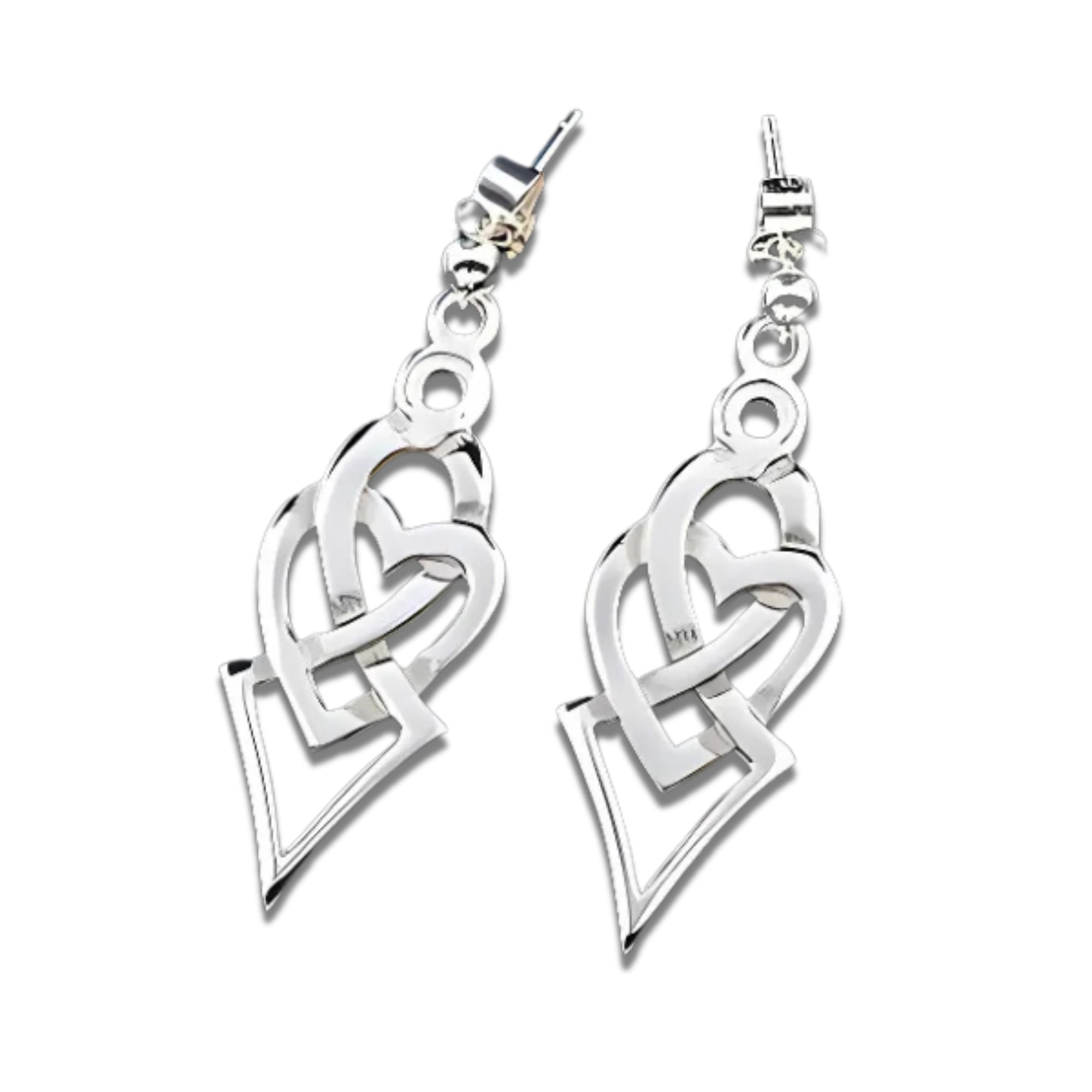 Sterling Silver Or Gold Celtic Heart Drop Earrings - E720-s