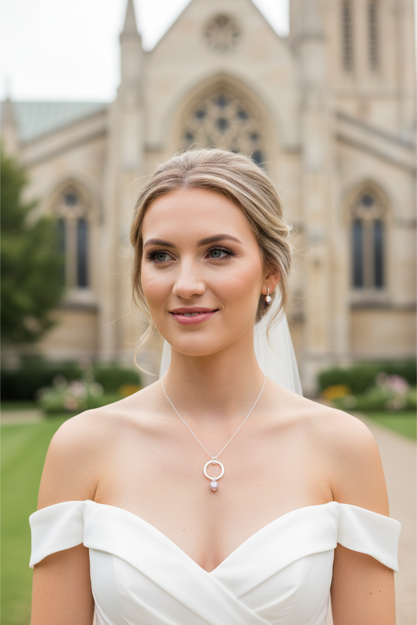 Freshwater Pearl Circle Drop Pendant.