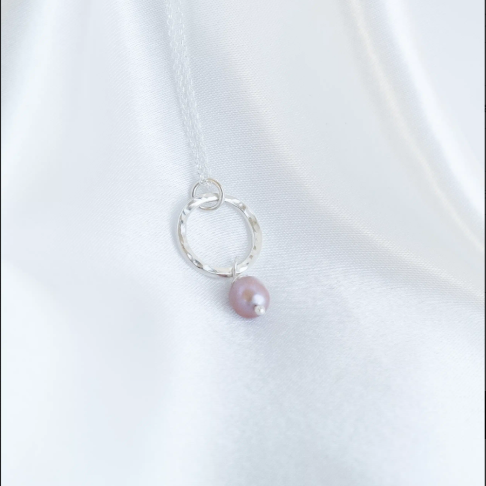 Freshwater Pearl Circle Drop Pendant.