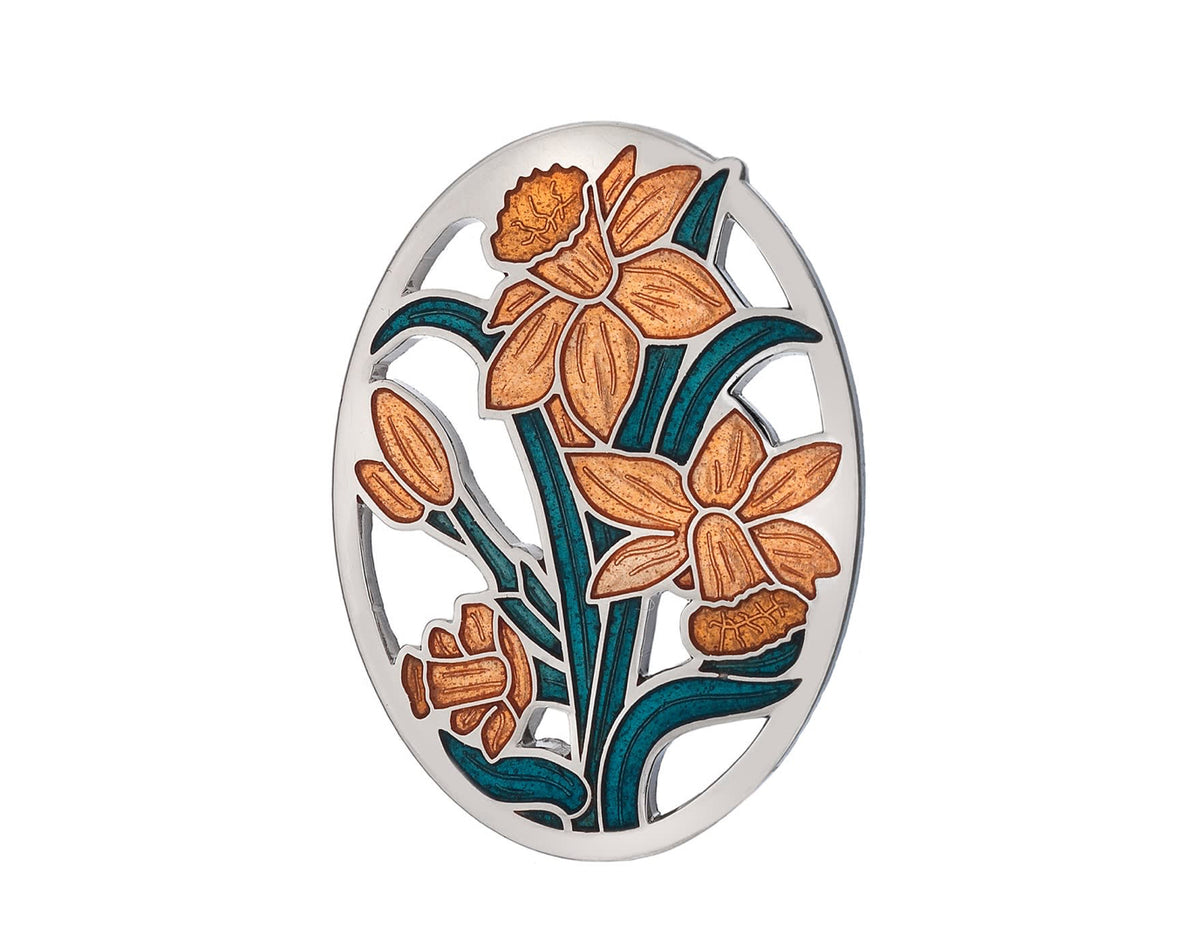 Sea Gems Daffodils Enamel Brooch - 2682