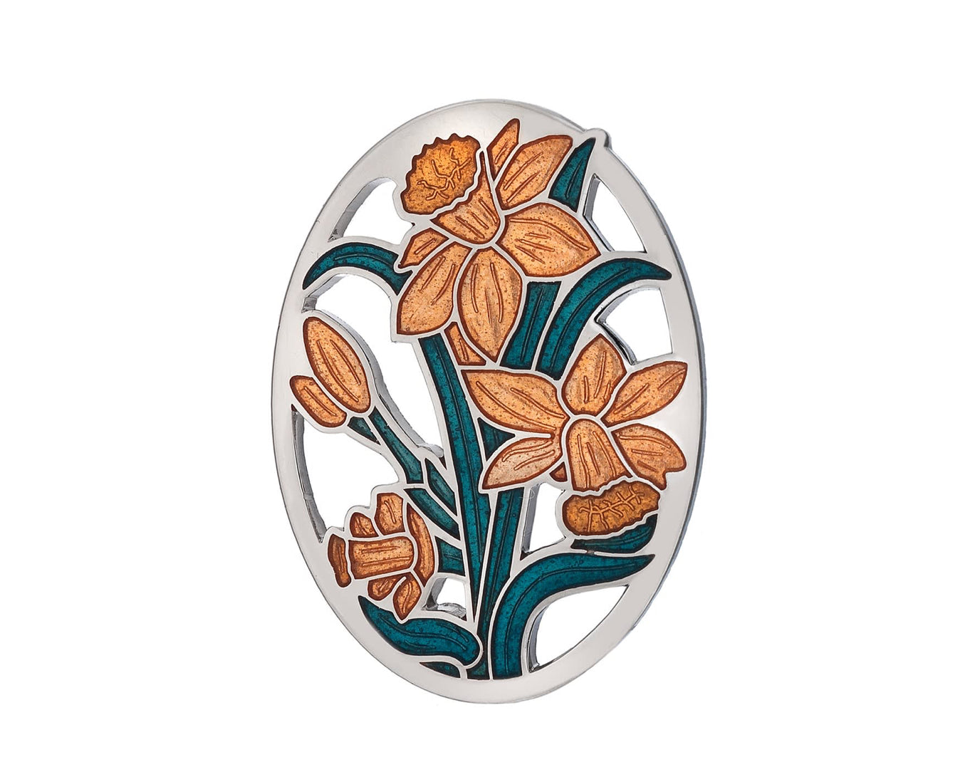 Sea Gems Daffodils Enamel Brooch - 2682
