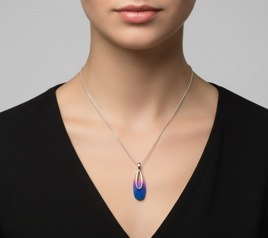 Titanium and Silver Teardrop Pendant.272LBJ