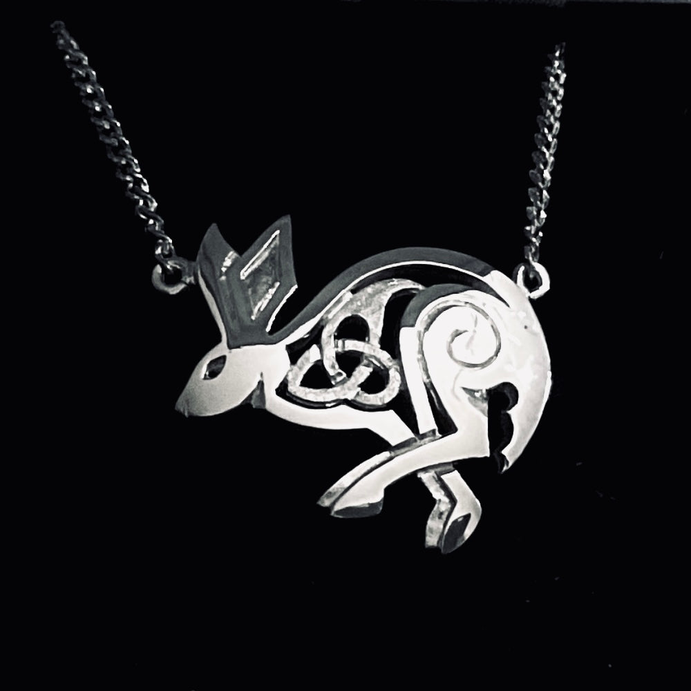 Silver Celtic Hare Pendant - H2