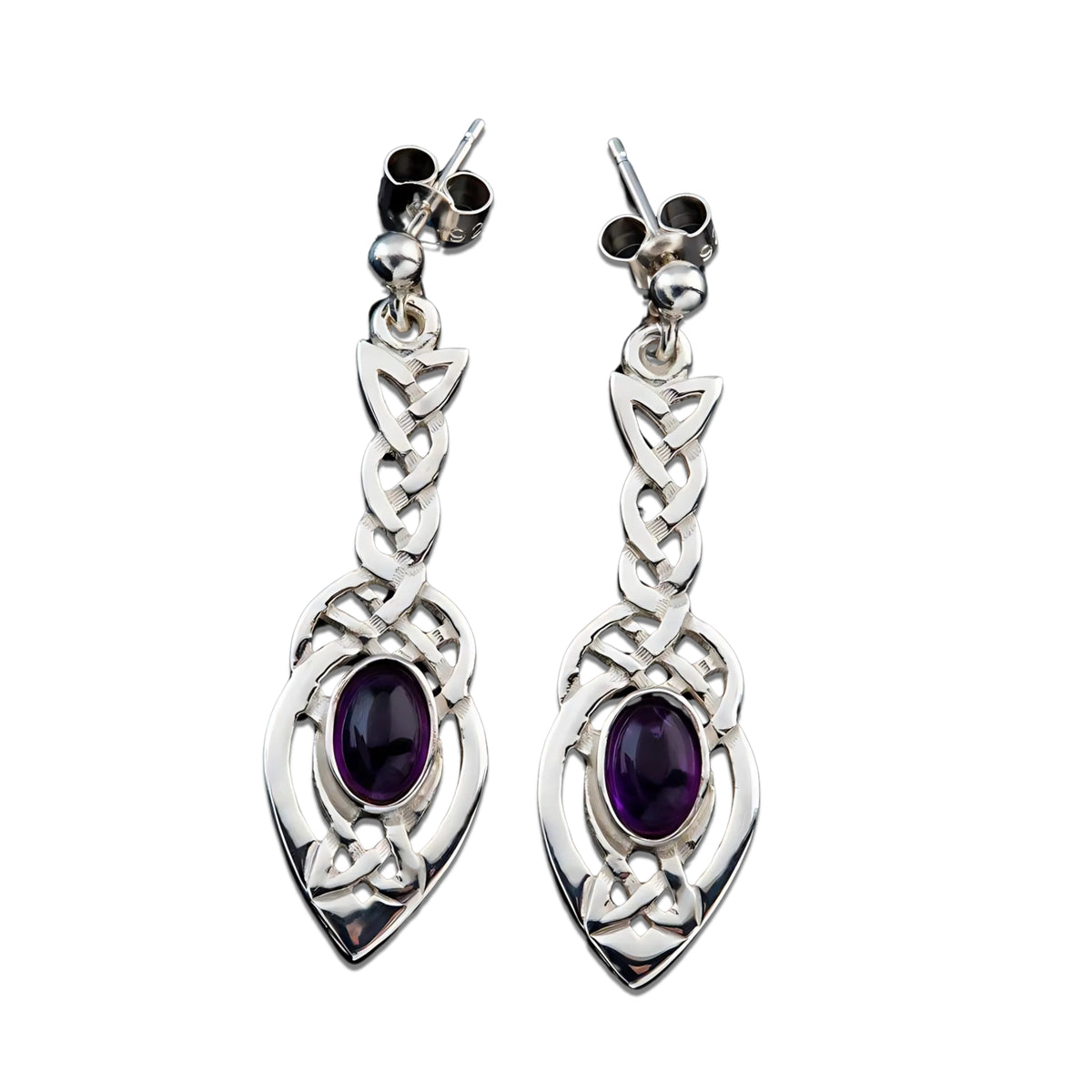 Silver Or Gold Celtic Amethyst Earrings - E801 Shetland