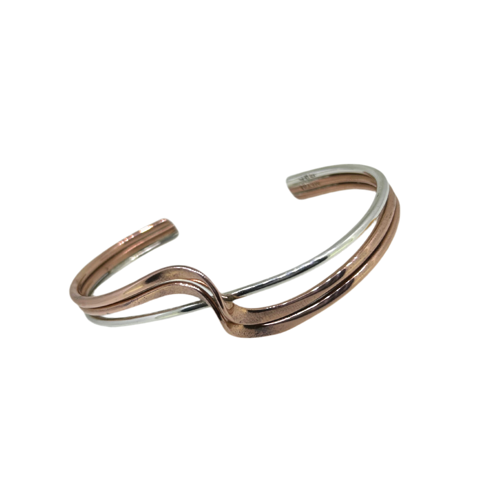 Copper and Silver Open Bangle.BT047 Tianguis Jackson