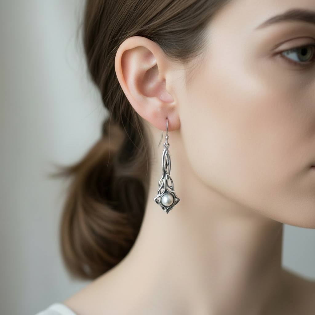 Sterling Silver & Pearl Earrings G285 Hagit Gorali