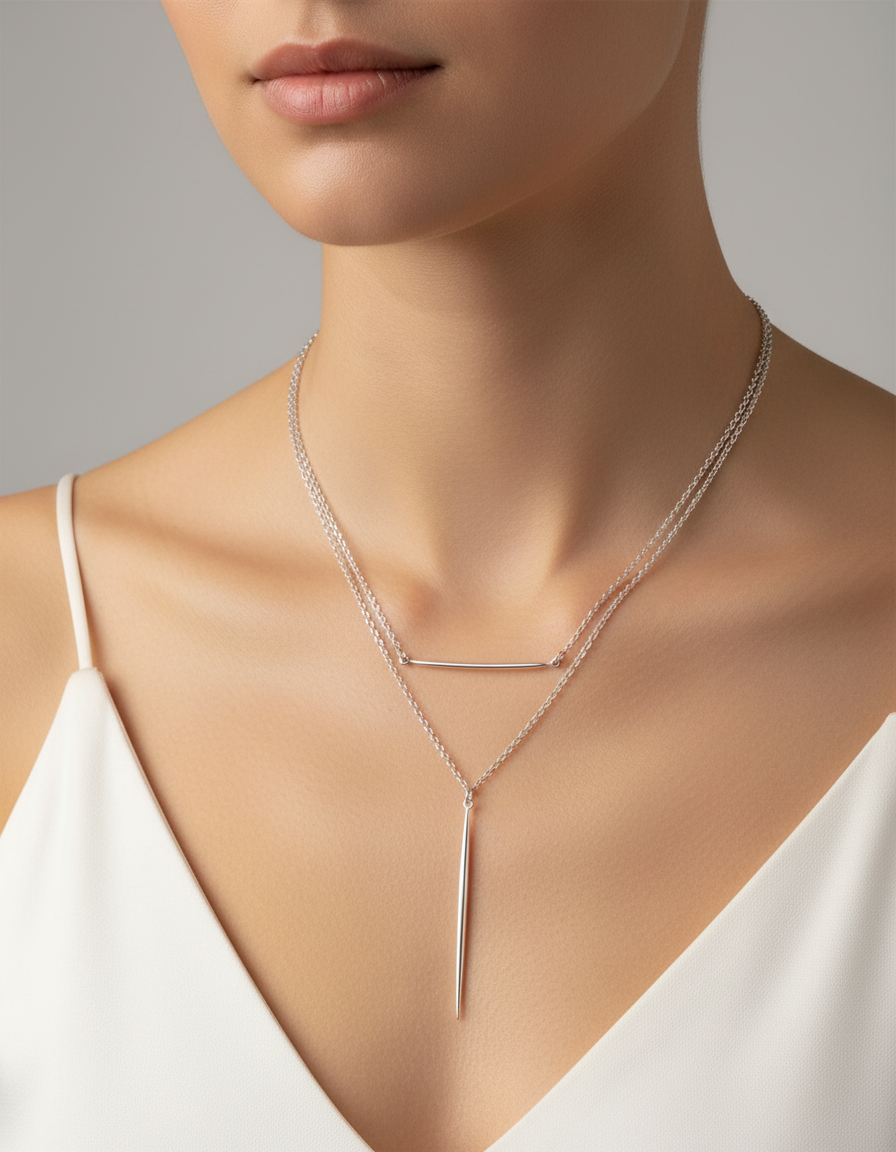 Double Silver Necklace Tokash