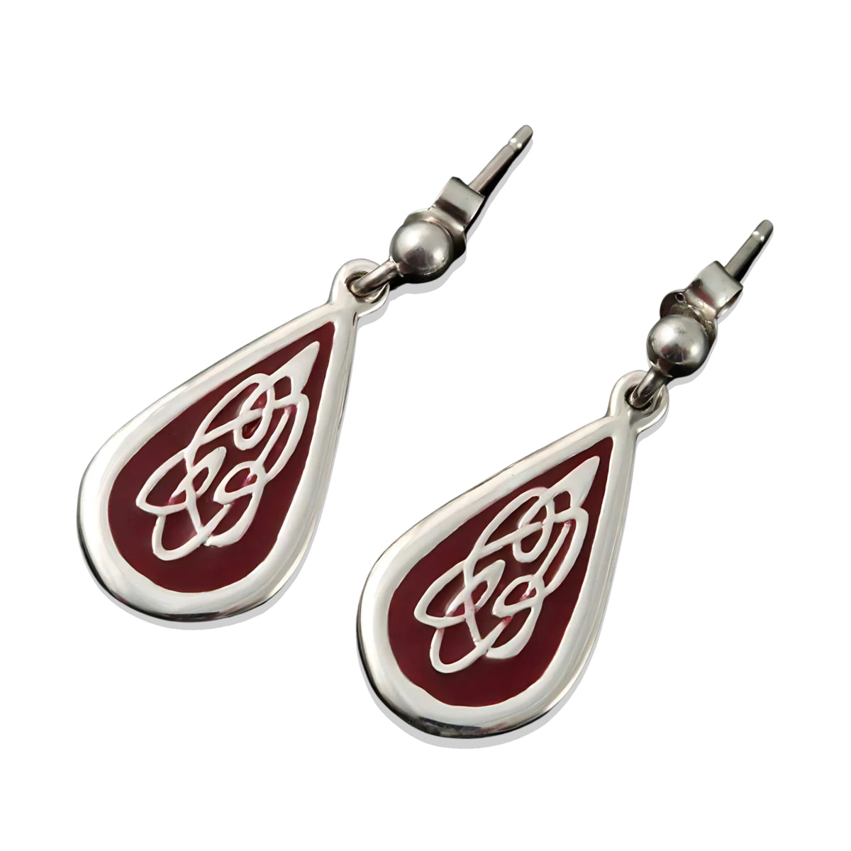 Silver And Enamel Celtic Fire Earrings -CFE11- Shetland