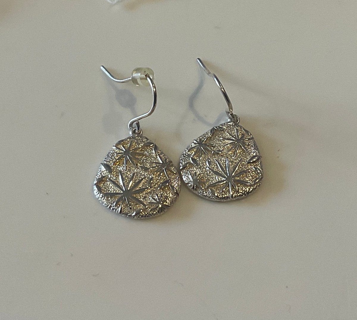 Sterling Silver Solid Earrings With Starburst Etched Motif