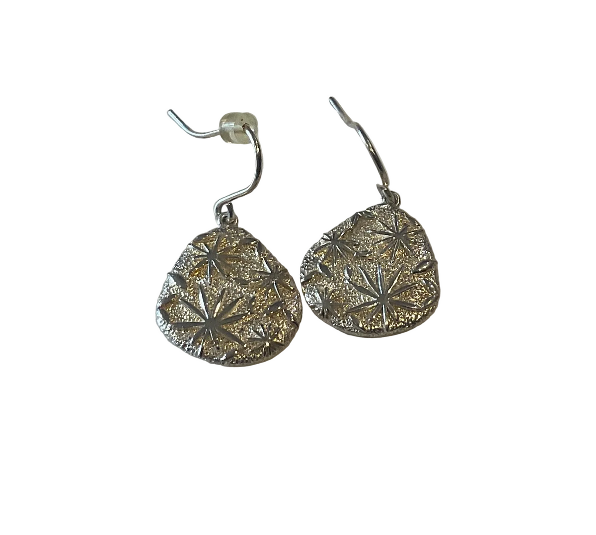 Sterling Silver Solid Earrings With Starburst Etched Motif