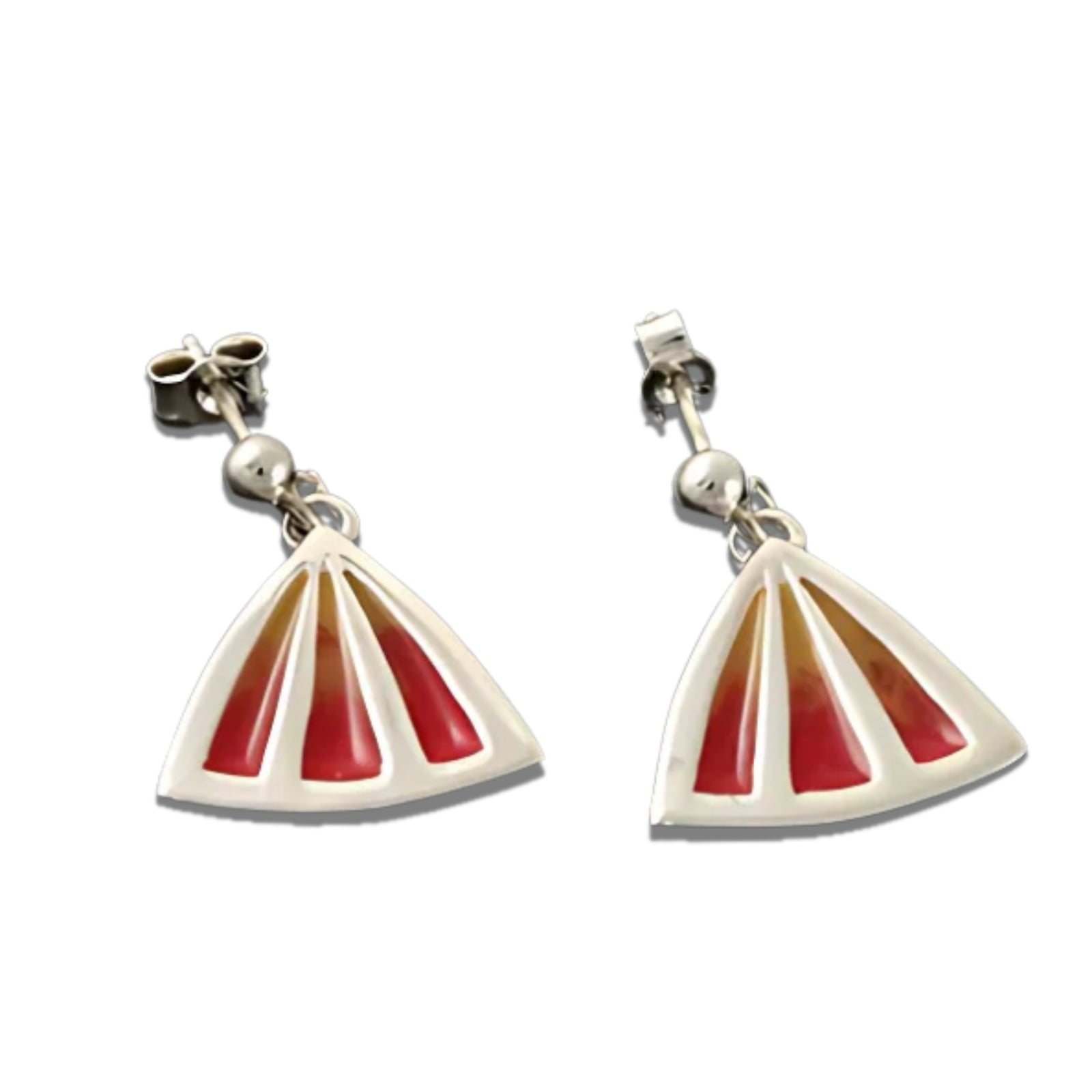 Silver And Enamel Celtic Fire Triangle Earrings - CFE12 Shetland